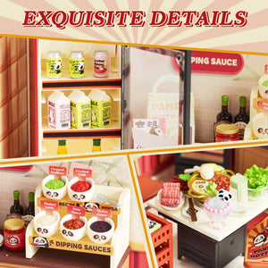 Miniature Hot Pot Restaurant with LED – Compatible with Mini Figures