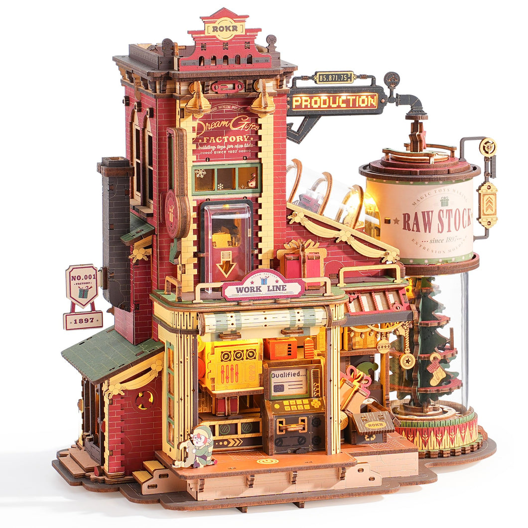 3D Wooden Gift Factory Puzzle – Lights, Music & Elves