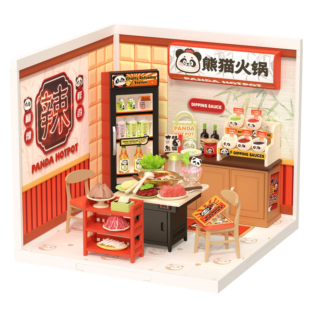 Miniature Hot Pot Restaurant with LED – Compatible with Mini Figures