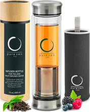 Load image into Gallery viewer, Pure Zen Tea Glass Infuser Travel Mug | 13oz Leakproof Loose Leaf Tumbler
