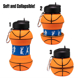 Collapsible Silicone Basketball Water Bottle - Gifteee Unique & Unusual gifts, Cool gift ideas