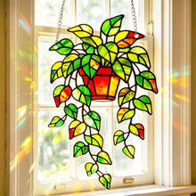 Load image into Gallery viewer, Plant Leaf Stained Glass Suncatcher Window Hanging
