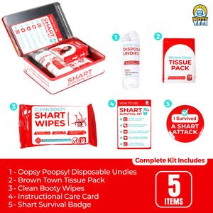 Shart Survival Kit – Gag Gift with Wipes, Underwear & Badge