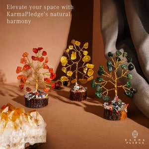 Set of 12 Mini Chakra Crystal Trees - Healing Stones for Positive Energy