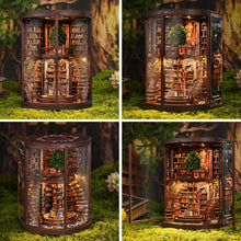 Load image into Gallery viewer, Wisdom Rings DIY Wooden Book Nook Kit | Miniature Light-Up Library Diorama

