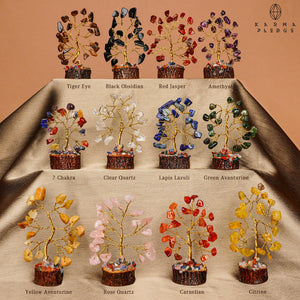 Set of 12 Mini Chakra Crystal Trees - Healing Stones for Positive Energy