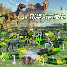 Load image into Gallery viewer, 216-Piece Dinosaur Race Track Train Set | Flexible Toy Track with Cars
