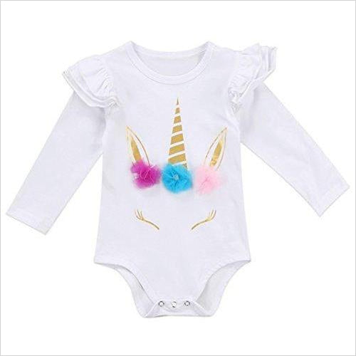 Baby Girl Unicorn Bodysuit (90/12-18 Months, White) - Gifteee. Find cool & unique gifts for men, women and kids