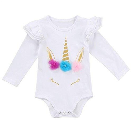 Baby Girl Unicorn Bodysuit (90/12-18 Months, White) - Gifteee Unique & Unusual gifts, Cool gift ideas