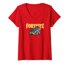 Load image into Gallery viewer, Womens Fortnite Pete&#39;s Pizza Fortnite V-Neck T-Shirt
