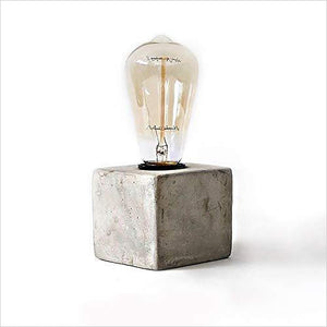 Concrete Lamp With Edison Light Bulb - Rustic Industrial Minimal Style - Gifteee Unique & Unusual gifts, Cool gift ideas