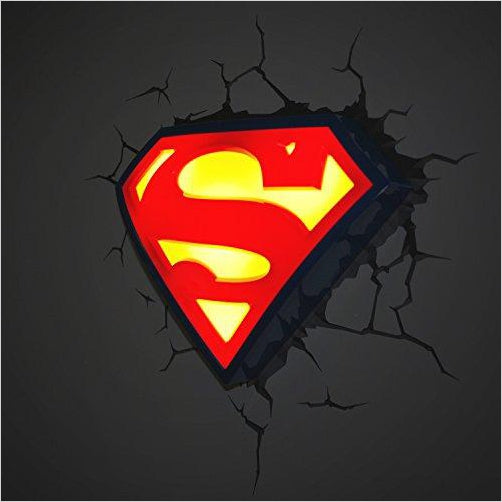 Warner Bros DC Comics Superman Crest 3D Deco Light - Gifteee. Find cool & unique gifts for men, women and kids