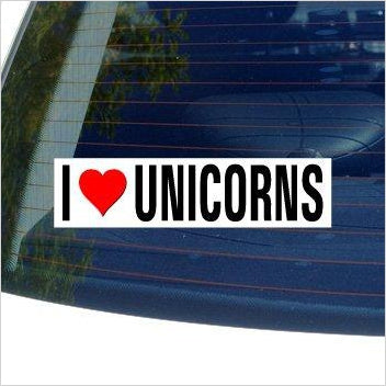 I Love UNICORNS Window Bumper Sticker - Gifteee Unique & Unusual gifts, Cool gift ideas