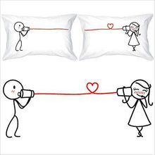 Load image into Gallery viewer, Couples Pillowcases - love line - Gifteee. Find cool &amp; unique gifts for men, women and kids
