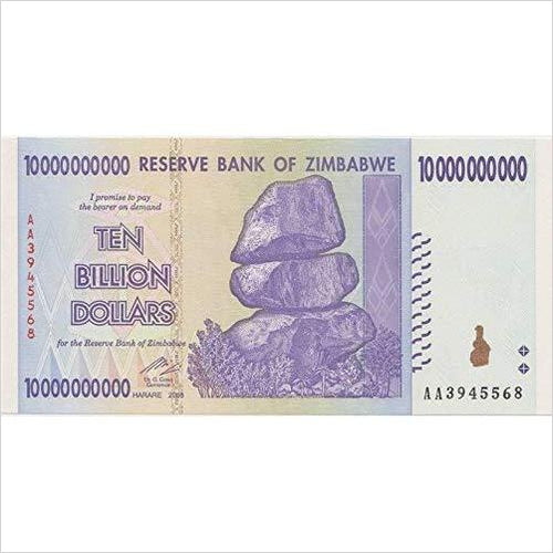 Zimbabwe 10 Billion Dollars Bill - Gifteee Unique & Unusual gifts, Cool gift ideas