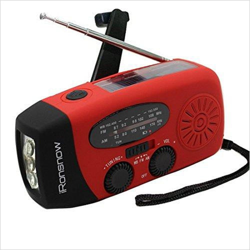 Emergency Solar Hand Crank Self Powered Radio, Flashlight & Phone Charger - Gifteee Unique & Unusual gifts, Cool gift ideas