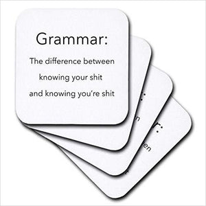 The Definition of Grammar - Soft Coasters, Set of 8 - Gifteee. Find cool & unique gifts for men, women and kids