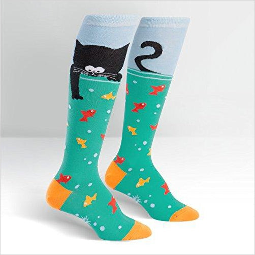 Sock It To Me Women’s Knee High Funky Socks Animals (Gone Fishing) - Gifteee Unique & Unusual gifts, Cool gift ideas