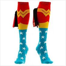 Load image into Gallery viewer, DC Comics Wonder Woman Knee High Shiny Cape Socks - Gifteee. Find cool &amp; unique gifts for men, women and kids
