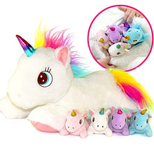 Load image into Gallery viewer, Unicorn Stuffed Animal with Mommy and 4 Baby Unicorns
