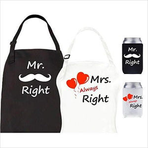 Mr Right Mrs Always Right Aprons and Can Coolers - Gifteee. Find cool & unique gifts for men, women and kids