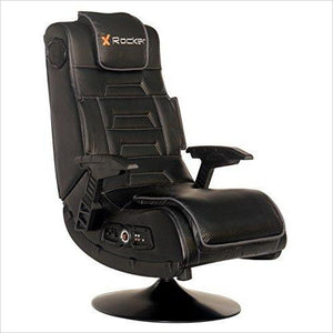 X Rocker Pro Series 2.1 Vibrating Black Leather Foldable Video Gaming Chair with Pedestal Base and Headrest - Gifteee - Unique Gifts | Cool Gift Ideas for Kids, Men and Women