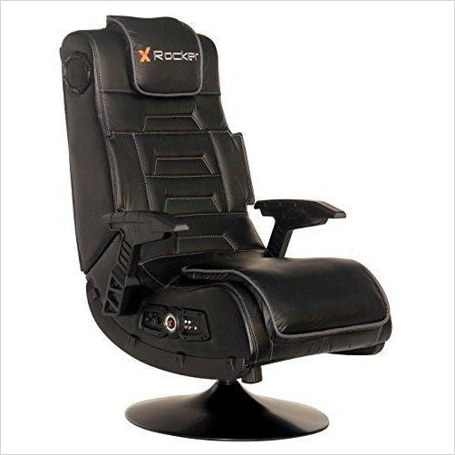 X Rocker Pro Series 2.1 Vibrating Black Leather Foldable Video Gaming Chair with Pedestal Base and Headrest - Gifteee Unique & Unusual gifts, Cool gift ideas