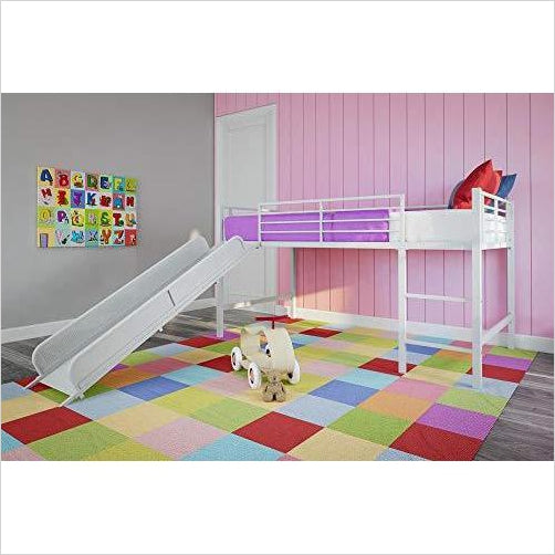 Junior Twin Metal Loft Bed with Slide - Gifteee Unique & Unusual gifts, Cool gift ideas