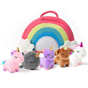 5 Piece Stuffed Animals with 2 Unicorns, Kitty, Puppy, and Narwhal