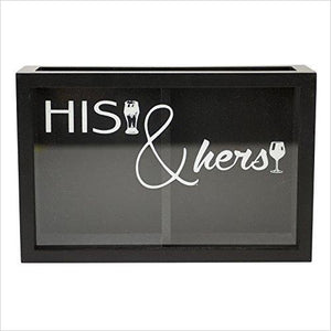 His & Hers Wine Cork and Beer Cap Shadow Box Holder - Gifteee. Find cool & unique gifts for men, women and kids