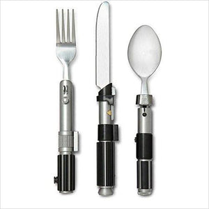 3pc Star Wars Lightsaber Flatware Set Fork Knife Spoon Disney ThinkGeek for  sale online