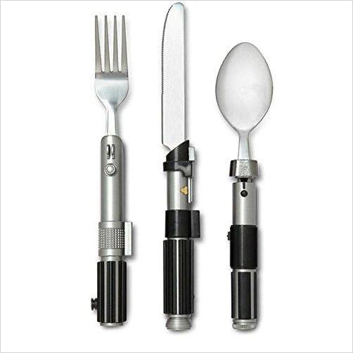Star Wars Lightsaber Flatware Utensil Set (Includes Luke Fork, Yoda Spoon, and Vader-Knife) - Gifteee. Find cool & unique gifts for men, women and kids