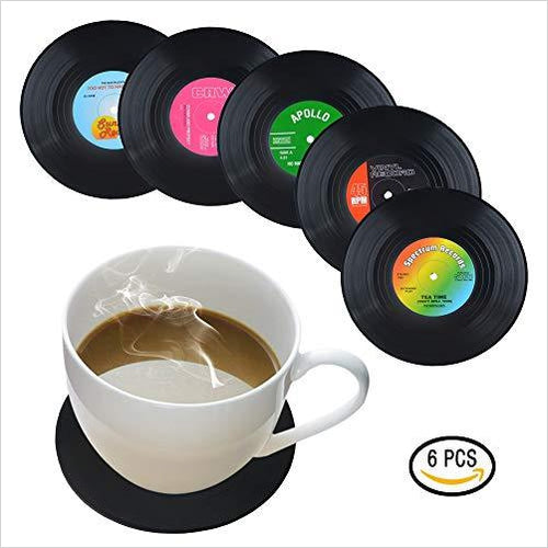 Set of 6 Vinyl Record Coasters - Gifteee. Find cool & unique gifts for men, women and kids