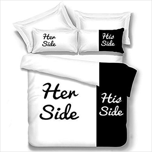 His Side and Her Side Trim Duvet Cover Sets With 2 Pillow Cases - Gifteee Unique & Unusual gifts, Cool gift ideas