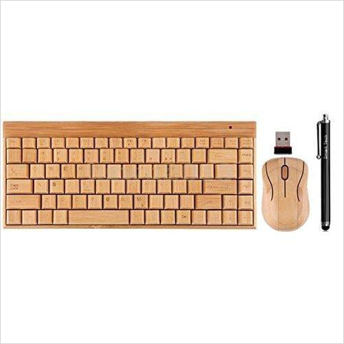 Handcrafted Natural Bamboo Wooden PC Wireless 2.4GHz Keyboard and Mouse - Gifteee Unique & Unusual gifts, Cool gift ideas