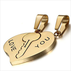 His and Hers "I Love You" Heart Key Matching Pendant - Gifteee. Find cool & unique gifts for men, women and kids