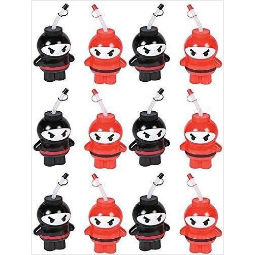 Red & Black Ninja Plastic Reusable Cups with Straws - Gifteee. Find cool & unique gifts for men, women and kids