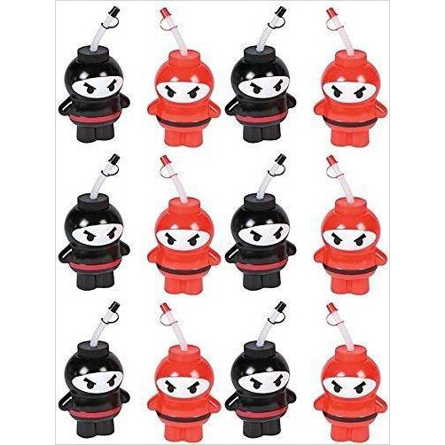 Red & Black Ninja Plastic Reusable Cups with Straws - Gifteee Unique & Unusual gifts, Cool gift ideas