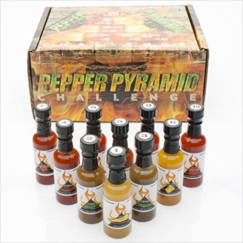 Hot Sauce Gift Set Pepper Challenge - 10 Sauces - Gifteee. Find cool & unique gifts for men, women and kids