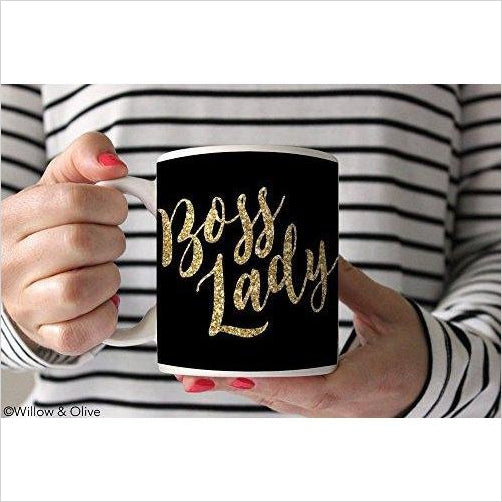 Boss Lady Mug with Faux Gold Glitter - Gifteee Unique & Unusual gifts, Cool gift ideas