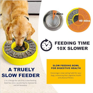 Interactive Slow Food Dog Bowl, Puzzle Feede