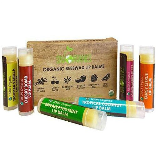 Organic Lip Balm – 6 Pack Assorted Flavors - Gifteee Unique & Unusual gifts, Cool gift ideas