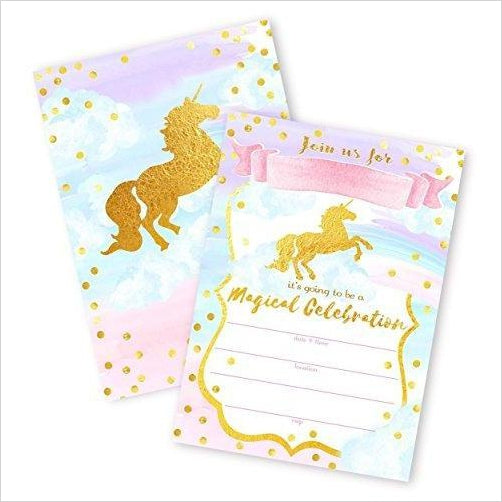 Magical Unicorn 12 LARGE Invitations - Gifteee Unique & Unusual gifts, Cool gift ideas