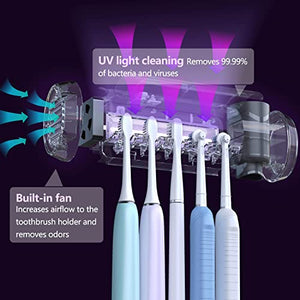 Toothbrush Holder & Cleaner with Fan Drying & 6min Timing Function