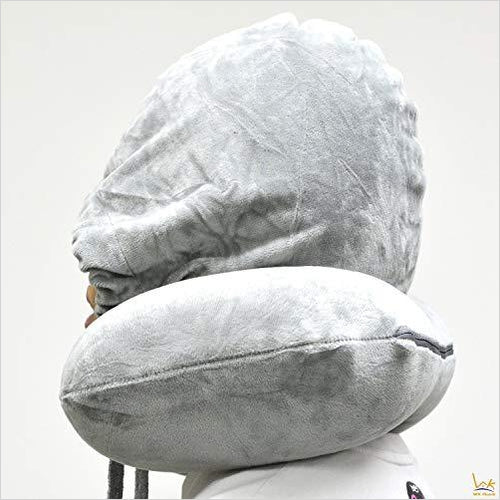 Travel Neck Inflatable Pillow with Hoodie - Gifteee Unique & Unusual gifts, Cool gift ideas