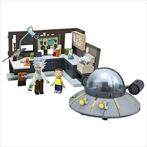 Rick and Morty Spaceship and Garage Large Construction Set - Gifteee. Find cool & unique gifts for men, women and kids