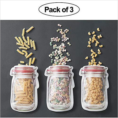 Mason Jar Shape Zipper Reusable Sandwich Bags - Gifteee Unique & Unusual gifts, Cool gift ideas