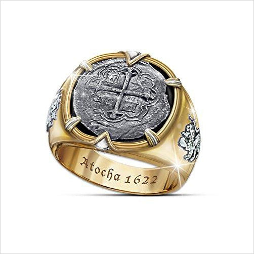 Atocha 1622 Shipwreck Men's Ring Crafted From Sunken 8 Reales Silve...