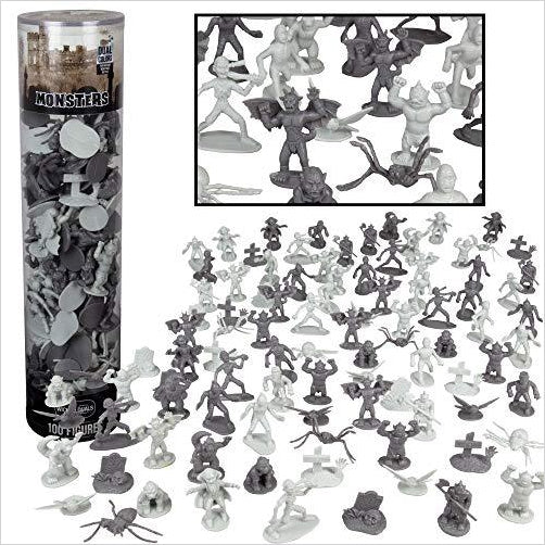 Monster Action Figure Bucket - Big Bucket of 100 Horror Toy Figures - Gifteee. Find cool & unique gifts for men, women and kids