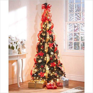 Christmas Spruce Prelit Poinsettia Pull Up Tree - Gifteee. Find cool & unique gifts for men, women and kids